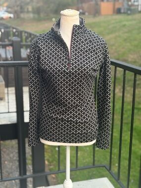 Smartwool Black and White Geometric Zip-Neck Women’s Top Size Large